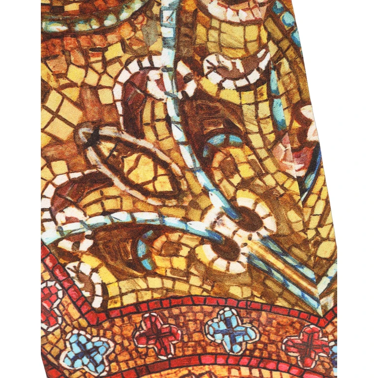 Dolce & Gabbana Multicolor Mosaic Print Crepe Cropped Trouser Pants Viscose - Women