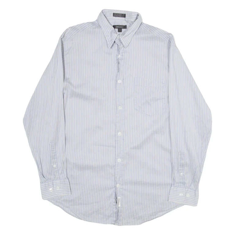 DKNY Mens Shirt Blue Striped Long Sleeve M