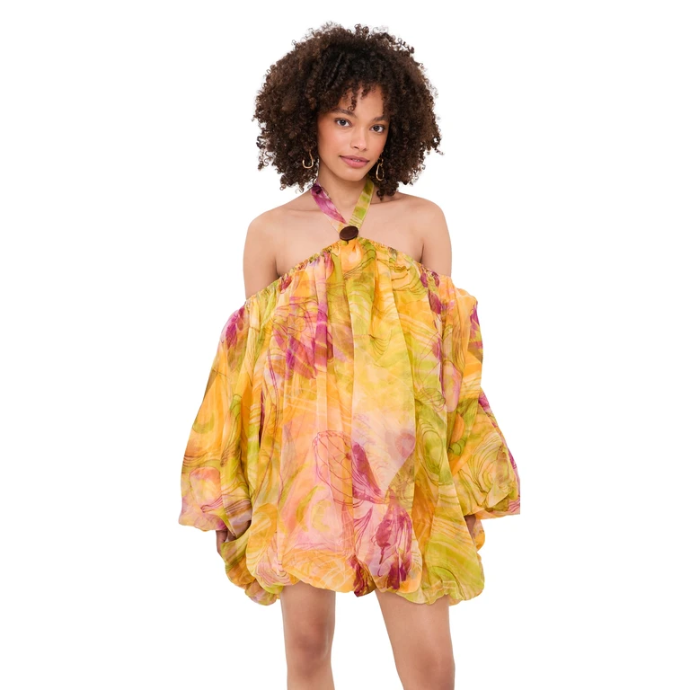Andrea Iyamah Bayo Bubble Dress Vibra Print S