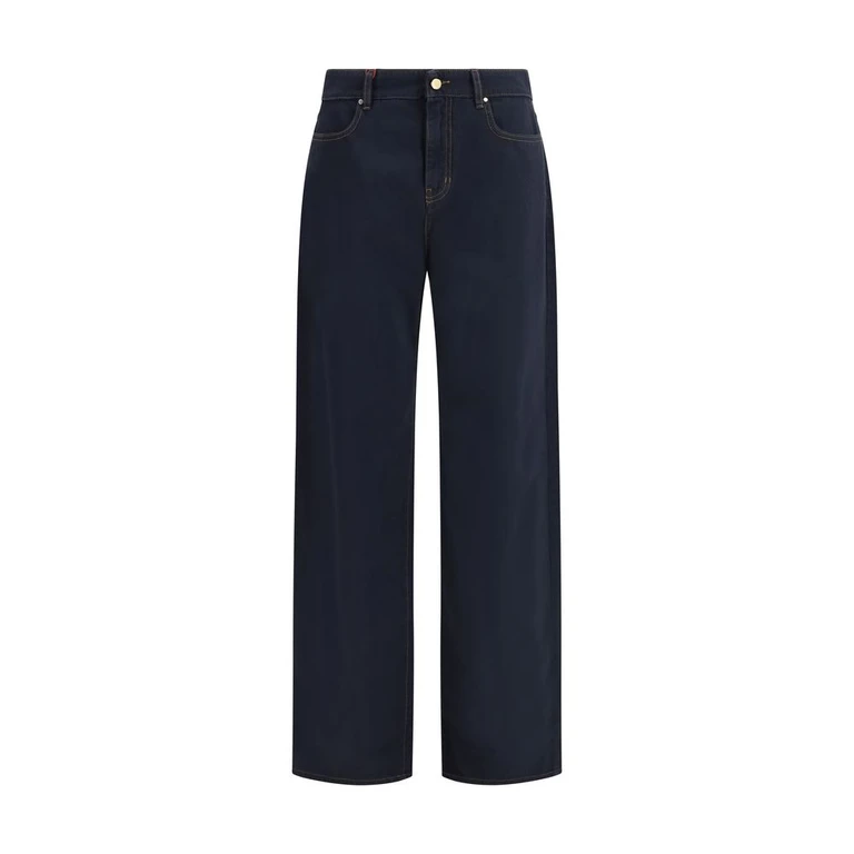 Blue Cotton Casual Pants - Women
