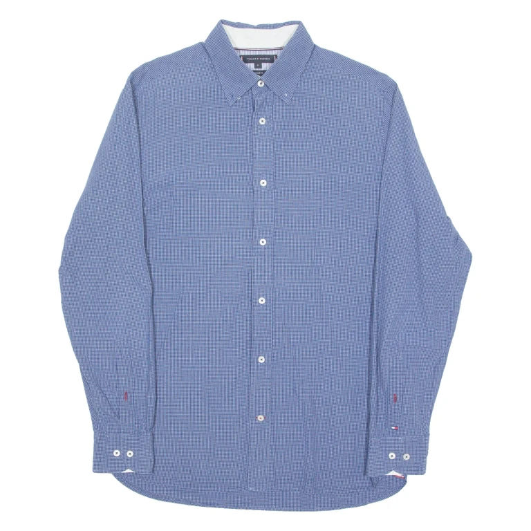 TOMMY HILFIGER Mens Shirt Blue Check Long Sleeve M (VV3-251024-5369)