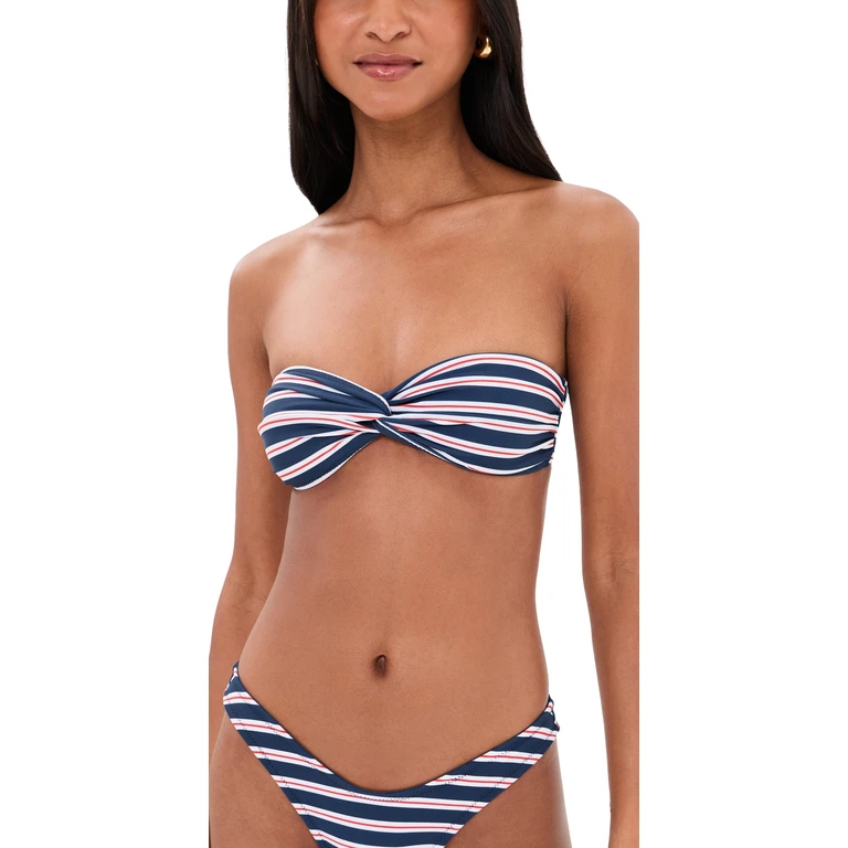 Lioness Bisous Bandeau Bikini Top Navy Stripe L
