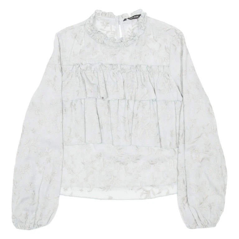 ZARA Womens Printed Blouse Blue Long Sleeve Floral M