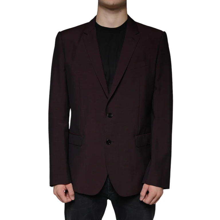 Dolce & Gabbana Bordeaux Wool Single Breasted Dress Blazer Polyester Elastane - Men