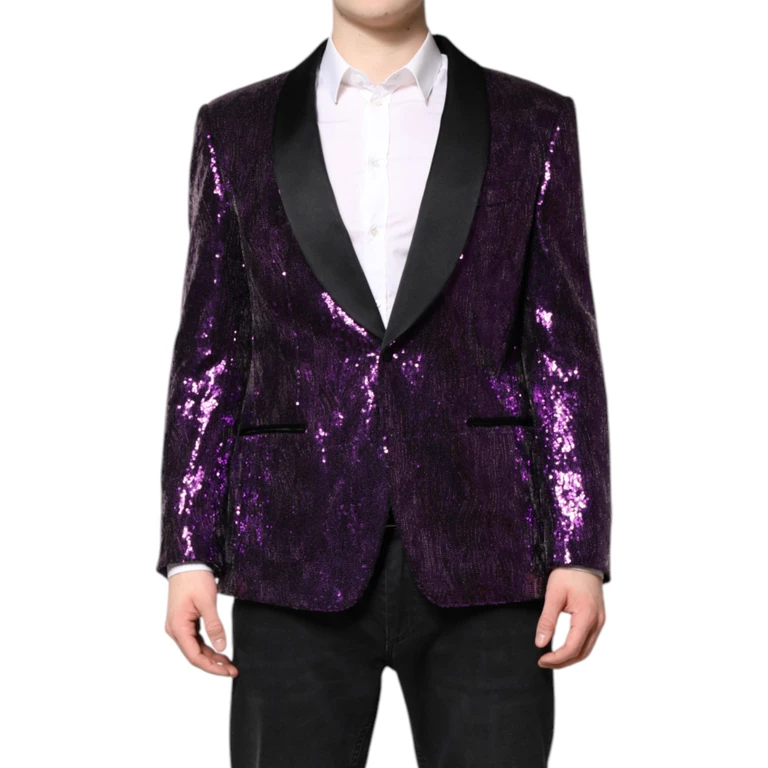 Dolce & Gabbana Purple Sicilia Sequin Embellish Coat Jacket Nylon Clothing - Men