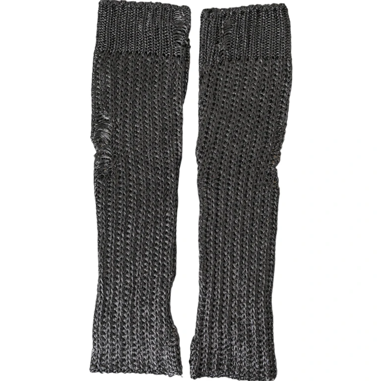 Gray Viscose Knitted Finger Less Gloves Polyester Film Fiber - Women