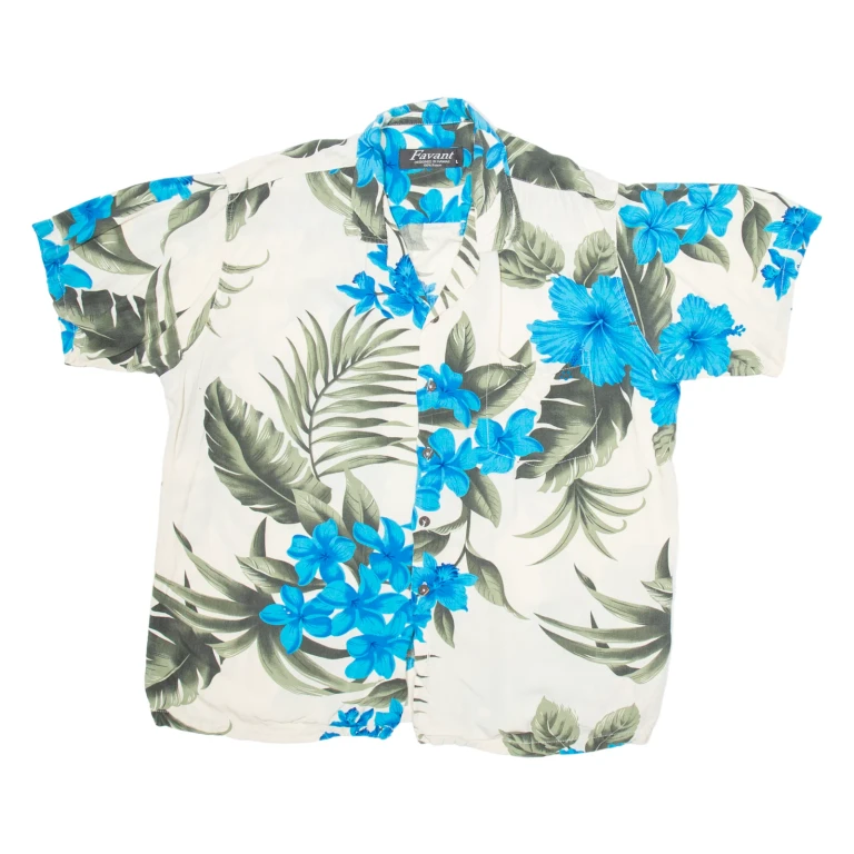FAVANT Mens Shirt White Floral L