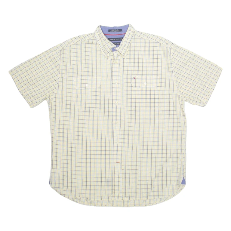 TOMMY HILFIGER Mens Shirt Yellow Check XL