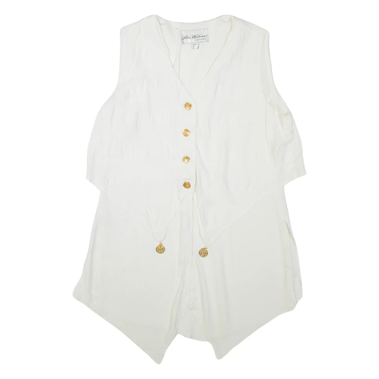 Womens Blouse White V-Neck Sleeveless UK 14