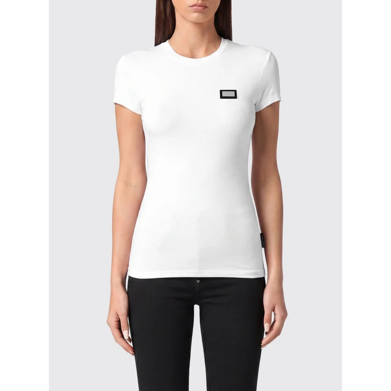 Slim Fit Stretch Cotton T-Shirt with Logo and Crew Neck (UADCWTK3554PTE003N01)