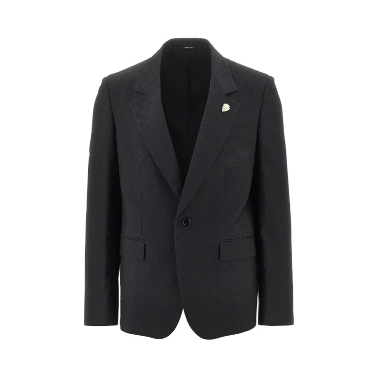 Veste simple boutonnage Gucci en mélange de laine GG