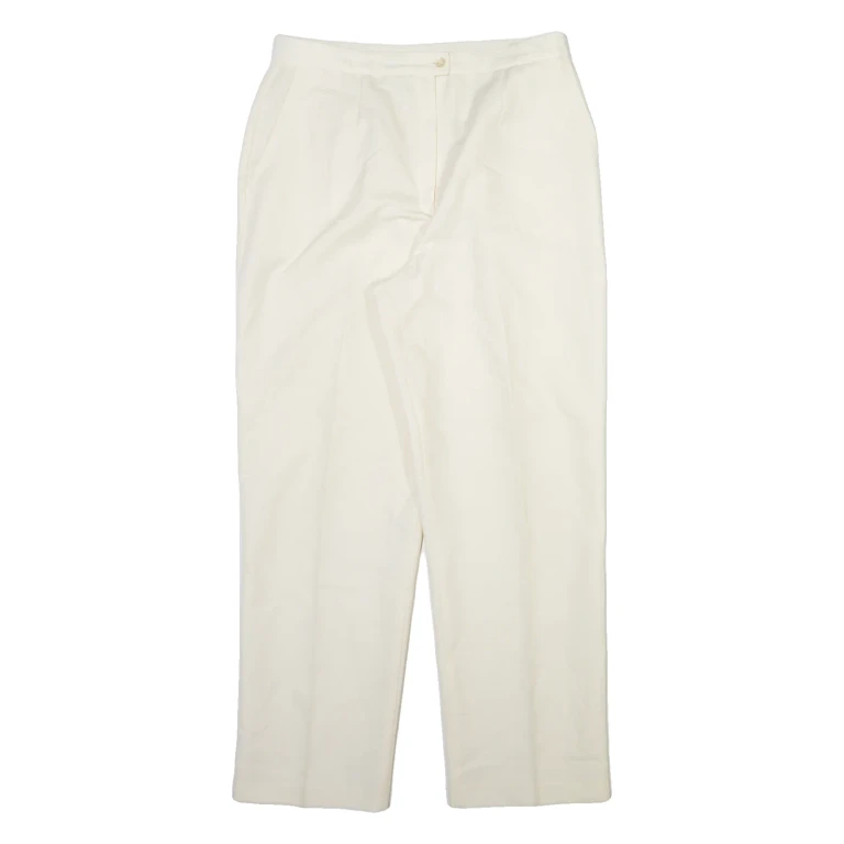 IMPRESSIONS Womens Trousers Cream Relaxed Tapered Wool W30 L28
