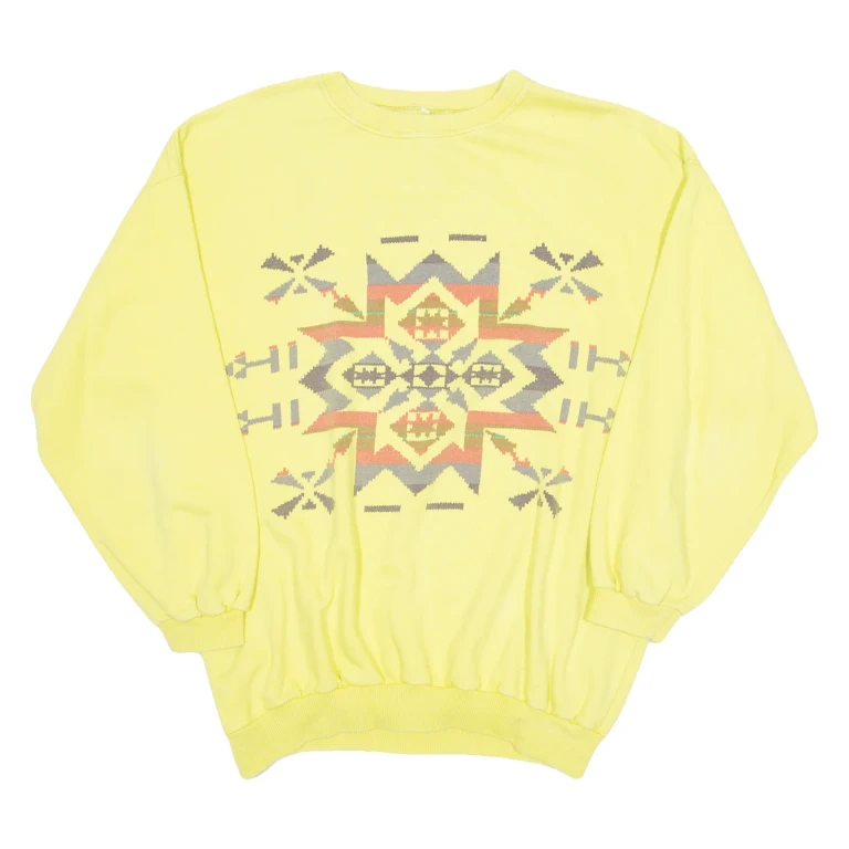 EDITH KUMAR Mens Sweatshirt Yellow Crew Neck M