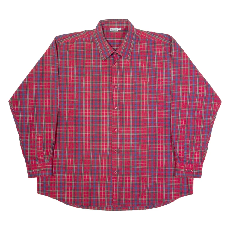 BREMO Mens Shirt Red Check Long Sleeve 2XL