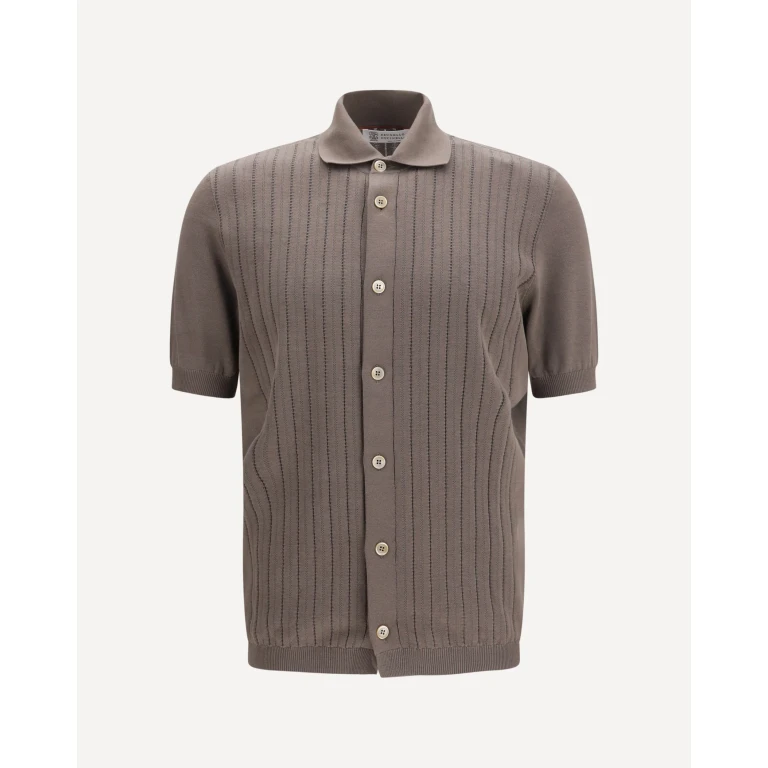 Brunello Cucinelli Camisa de punto acanalado de algodón