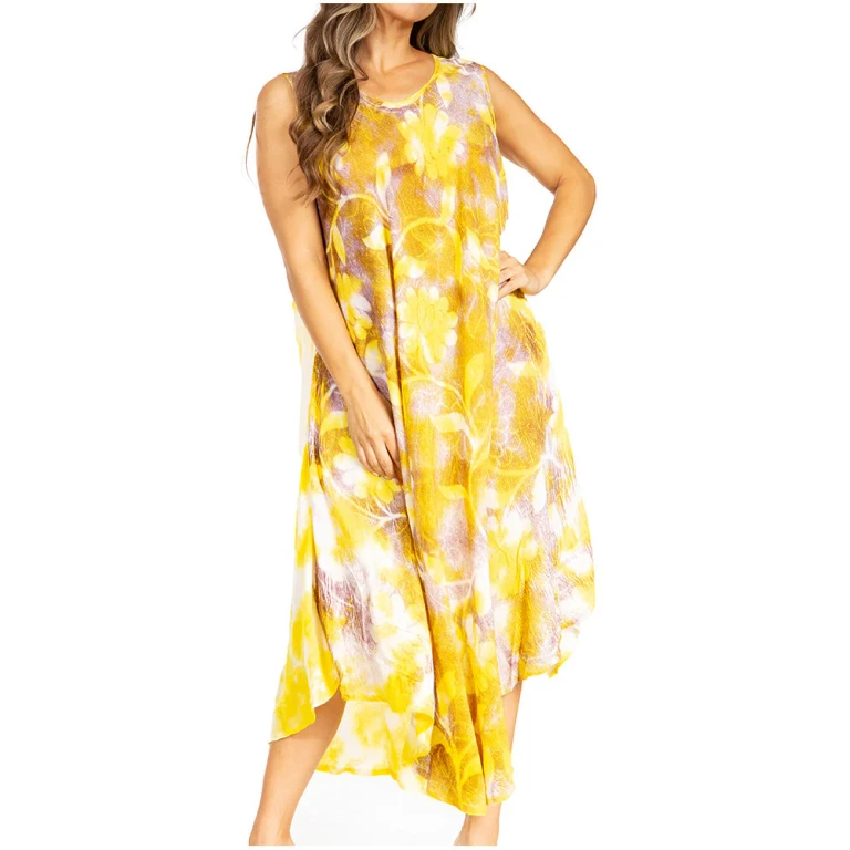Sakkas Starlight Third Tie Dye Caftan Dress: Women's Beach Cover Up