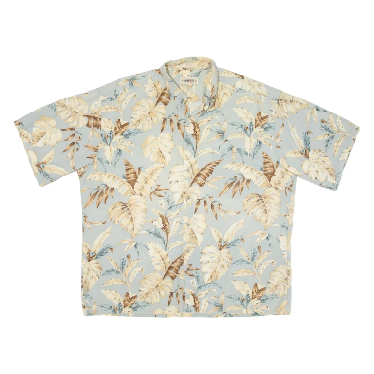 CAMPIA Mens Hawaiian Shirt Blue Floral 2XL