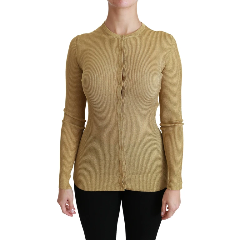 Dolce & Gabbana Gold Long Sleeve Cardigan Viscose Sweater Polyester Clothing - Women