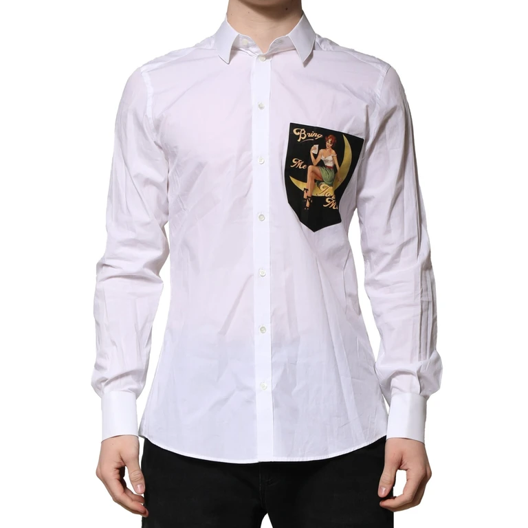 Dolce & Gabbana White Martini Long Sleeves Men Formal Shirt Cotton - Men