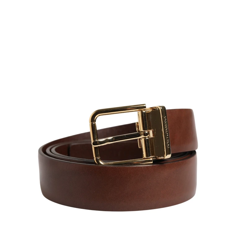 Dolce & Gabbana Men Brown Classic Leather Metal Buckle Belt Calf - Men