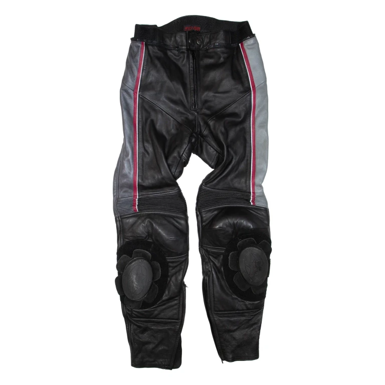 Biker Mens Leather Trousers Black Regular Tapered W26 L28