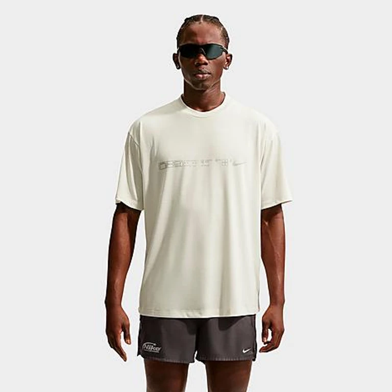 Nike Men's Disrupt Dri-FIT Short-Sleeve Running Top in Sea Glass/Saffron Quartz Size: Small
