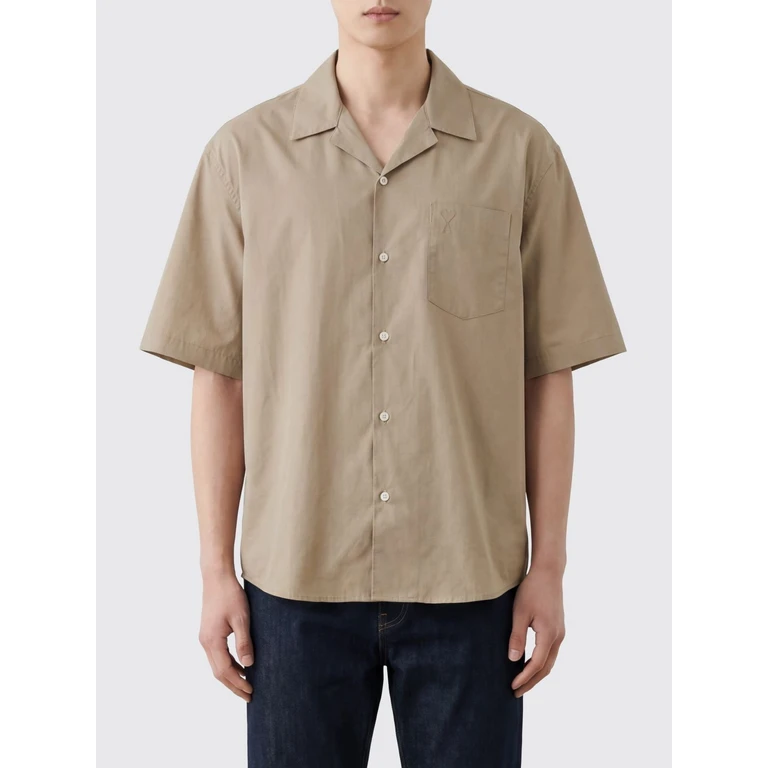 Relaxed Fit Cotton Bowling Shirt with a Cuban Collar and Patch Pocket (USH833CO0063A036)