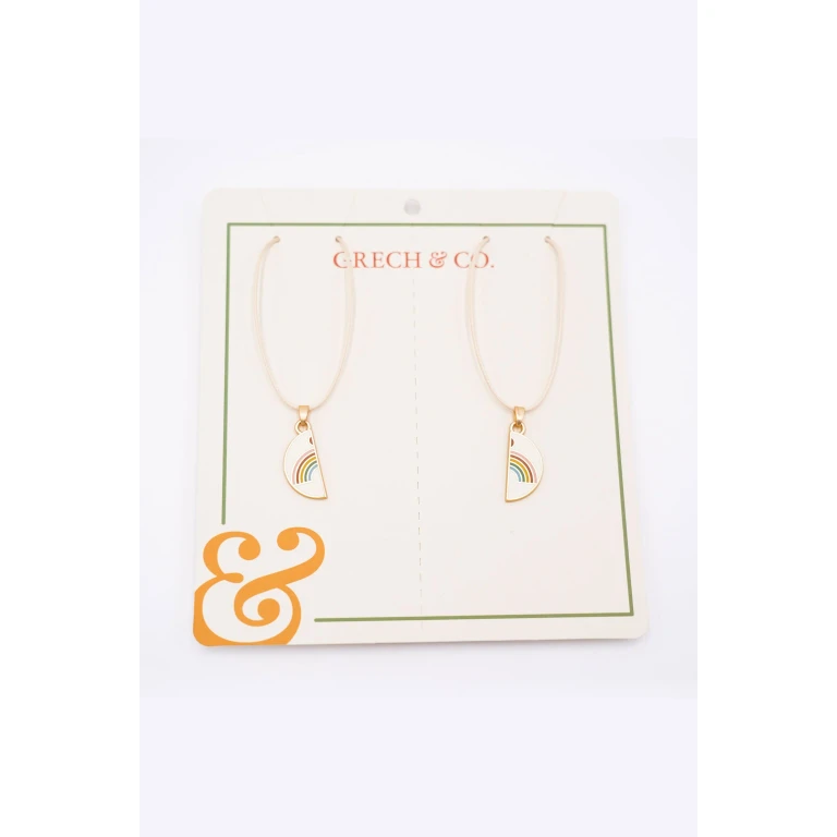 Girls Friendship Necklace Rainbow Set of 2