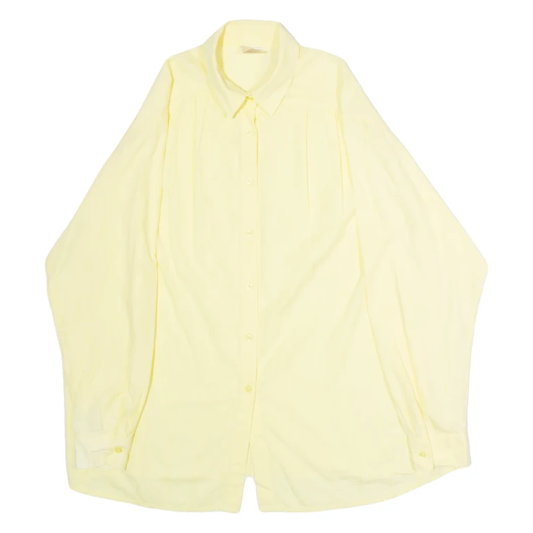 STURZENEGGER Womens Plain Shirt Yellow 80s Long Sleeve UK 20