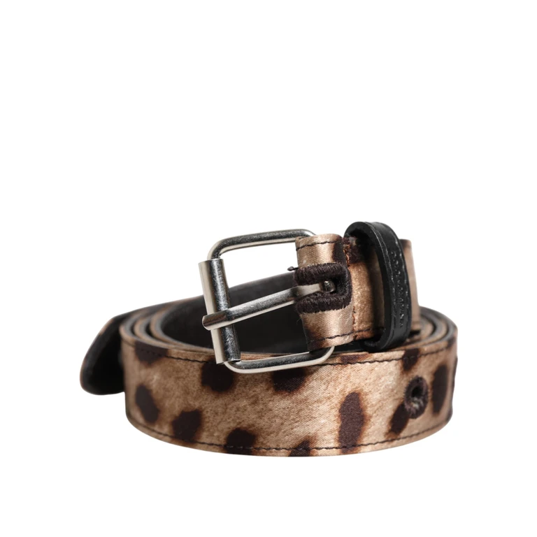 Dolce & Gabbana Brown Leopard Silver Metal Buckle Belt Leather - Women