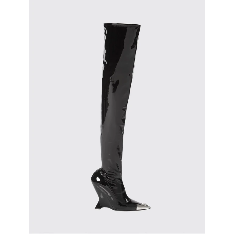 Patent Leather Over-the-Knee Boots with Skull and Sculptural Heel (FACSWSE0729PTE003N02)