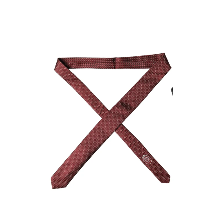 Dolce & Gabbana Burgundy Geometric Silk Adjustable Men Tied Necktie Tie - Men