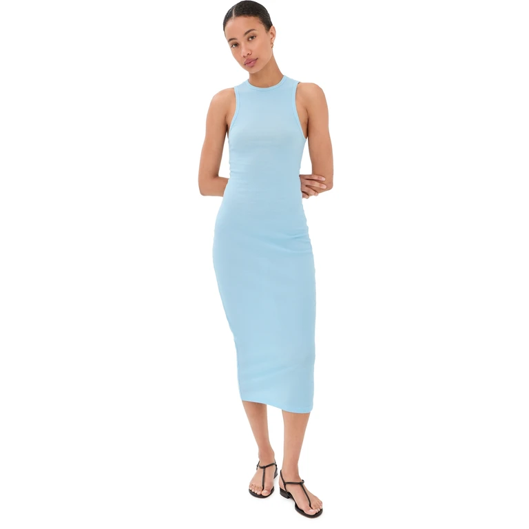 WARDROBE. NYC Ribbed Racer Dress Cloud XS