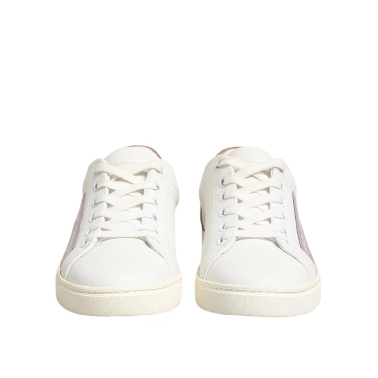 Dolce & Gabbana White Pink Leather Low Top Sneakers Shoes Calf - Women