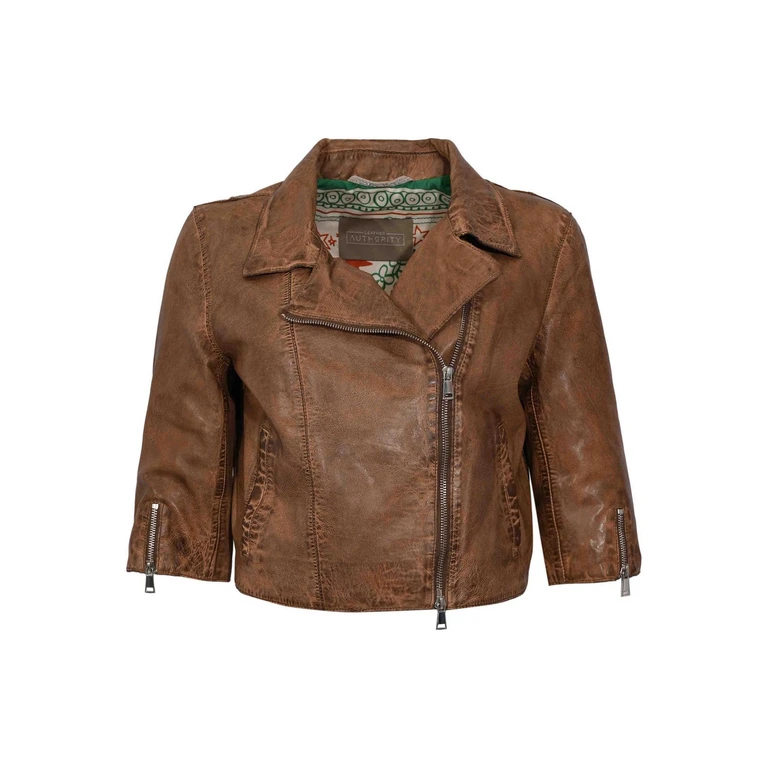 Blouson En Cuir - Beige (KIKIHANDJ31)