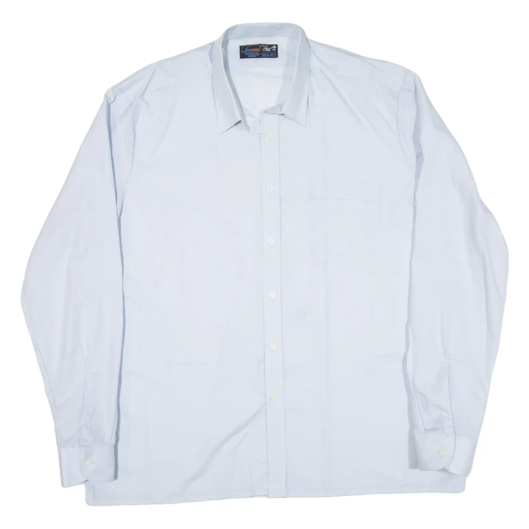 Mens Plain Shirt Blue Long Sleeve XL