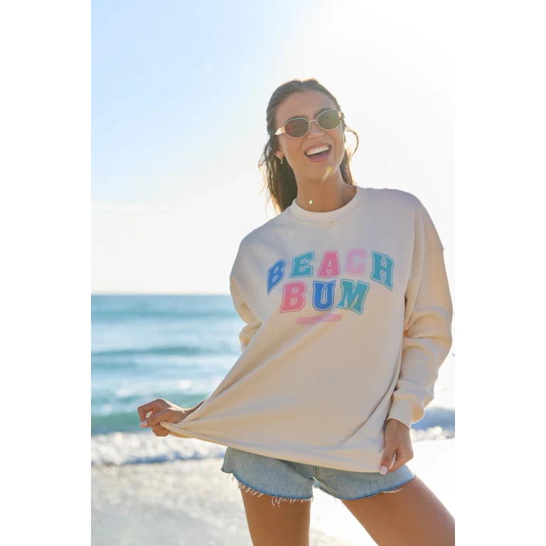 Beach Bum Cream Graphic Sweatshirt