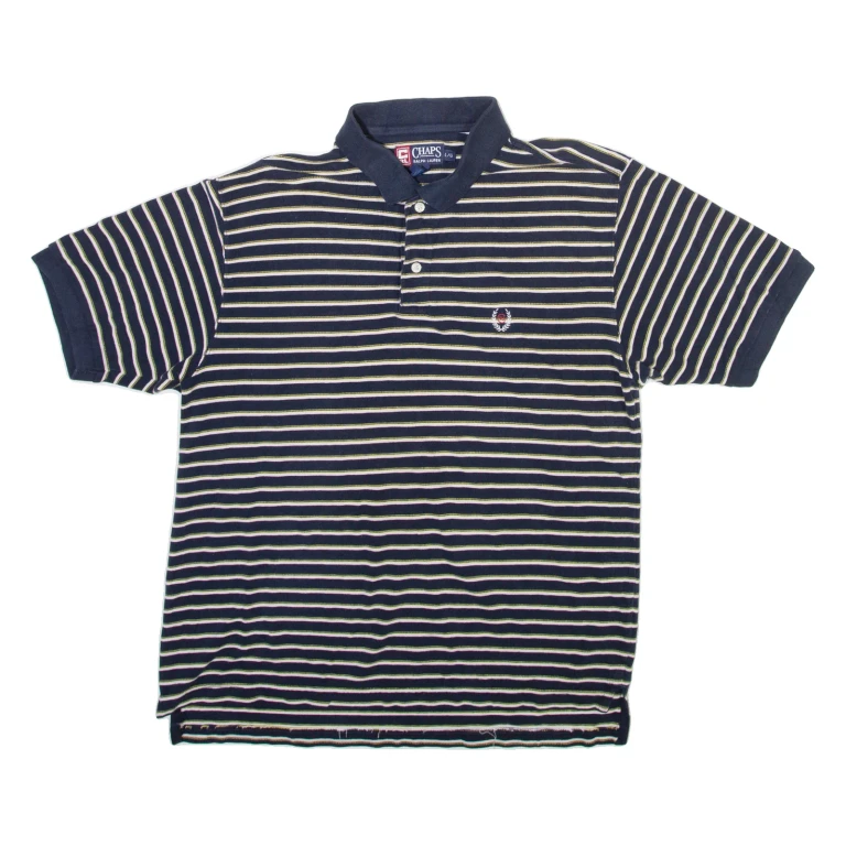 CHAPS Mens Polo Shirt Blue Striped L