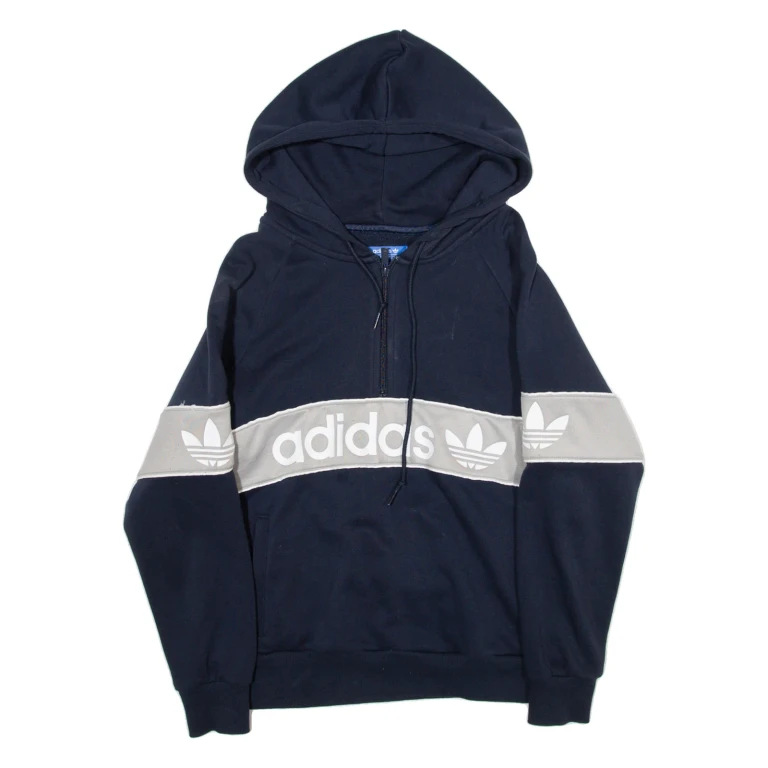 ADIDAS Womens Blue Hoodie UK 12