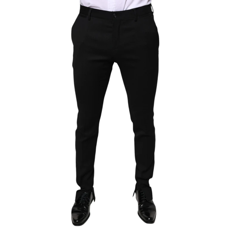 Dolce & Gabbana Black Wool Skinny Formal Dress Pants Virgin Elastane - Men