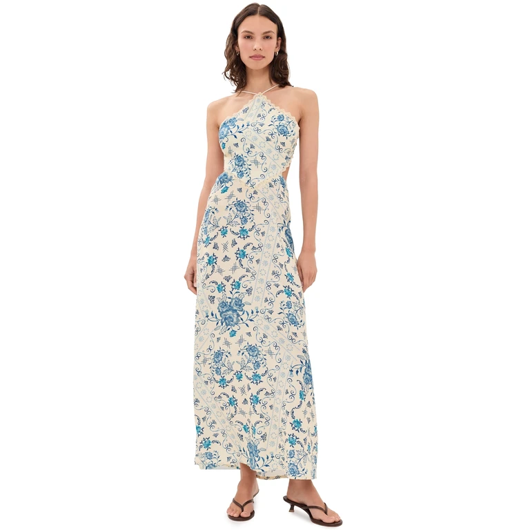 Agua Bendita Indira Halter Maxi Dress Multicolor L