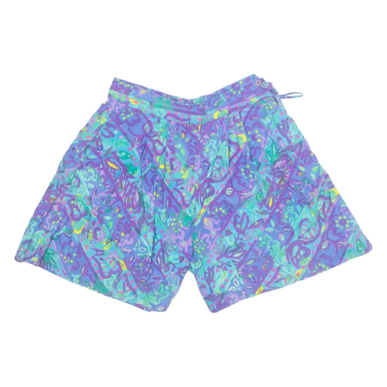 Womens Chino Shorts Blue 90s Floral M W30