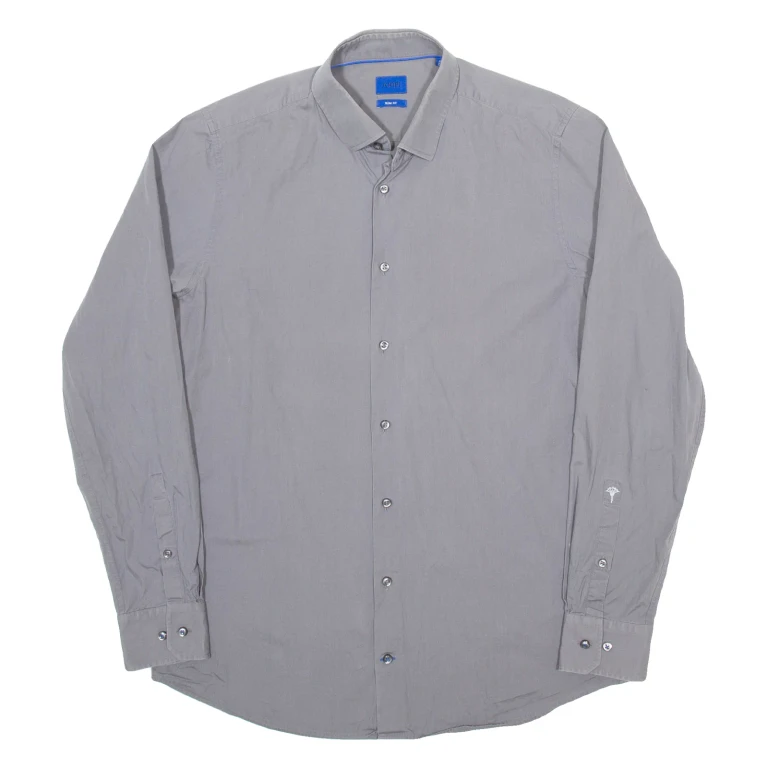JOOP Slim Fit Mens Plain Shirt Grey Long Sleeve L