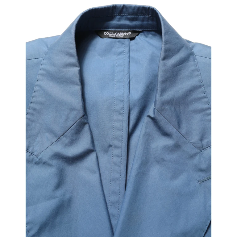 Blue Cotton Double Breasted Men Coat Blazer Clothing - Men