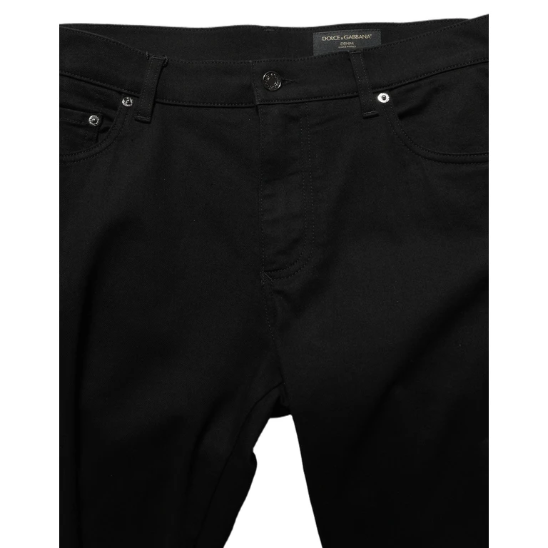 Black Cotton Stretch Skinny Men Denim Jeans Elastane Clothing - Men