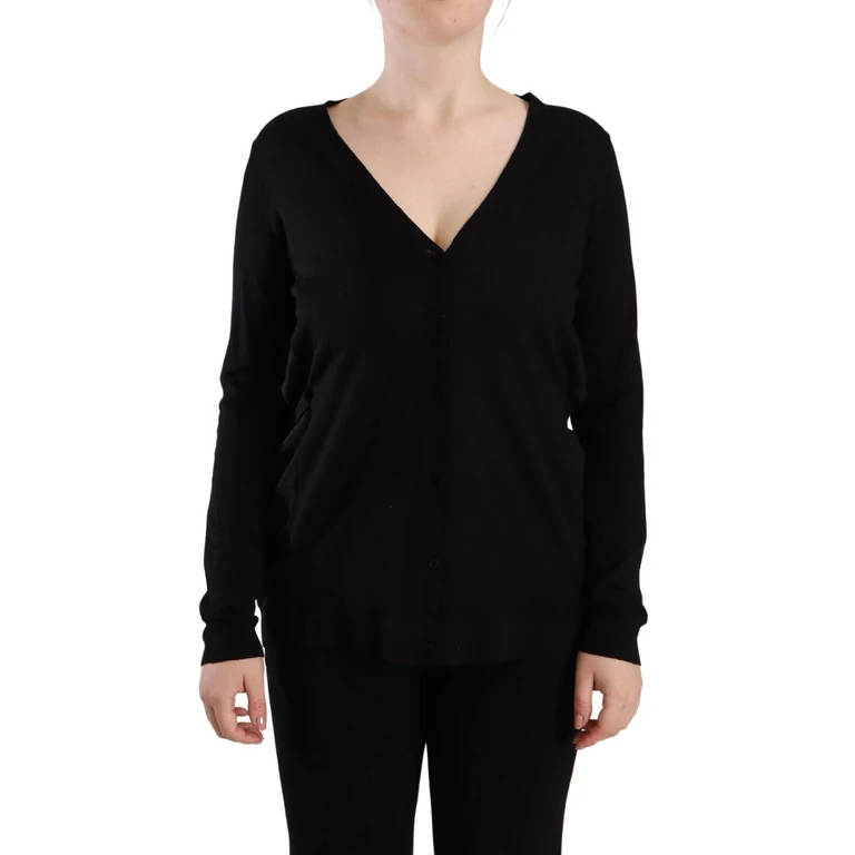 Dolce & Gabbana Black Wool V-Neck Long Sleeves Pullover Top Virgin - Women