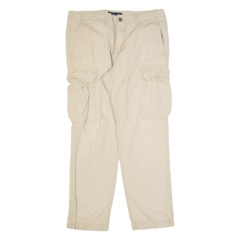 TOMMY HILFIGER Cargo Mens Trousers Cream Regular Straight W33 L30