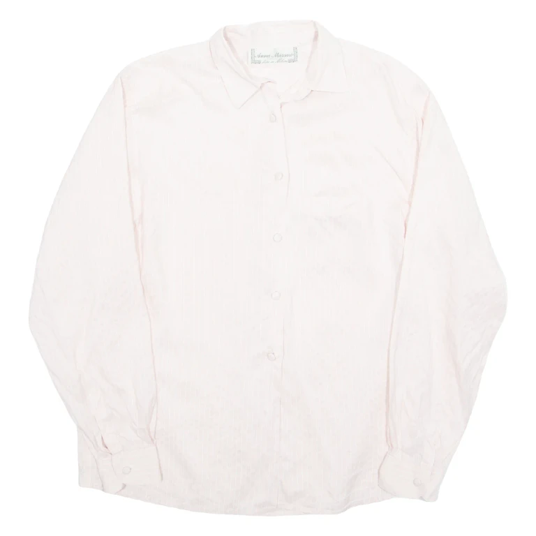 ANNA MASSARI Womens Printed Shirt Pink Collared 90s Striped M