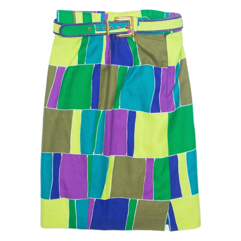BODE Womens Pencil Skirt Blue Knee Length Colourblock M