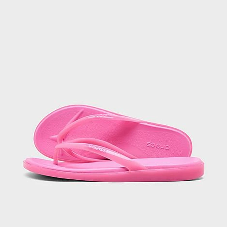 Crocs Women's Miami Round Toe Jelly Flip Flop Sandals in Pink Lemonade Jelly Size: 5.0